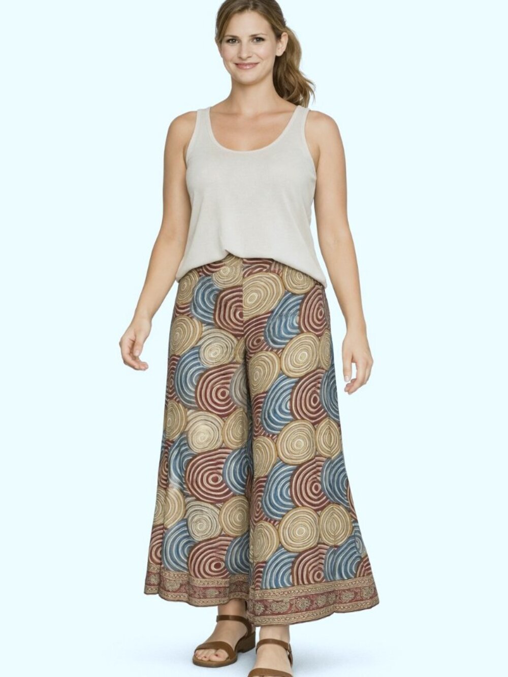 Fabindia Printed 100% Cotton Palazzo Pants Size L